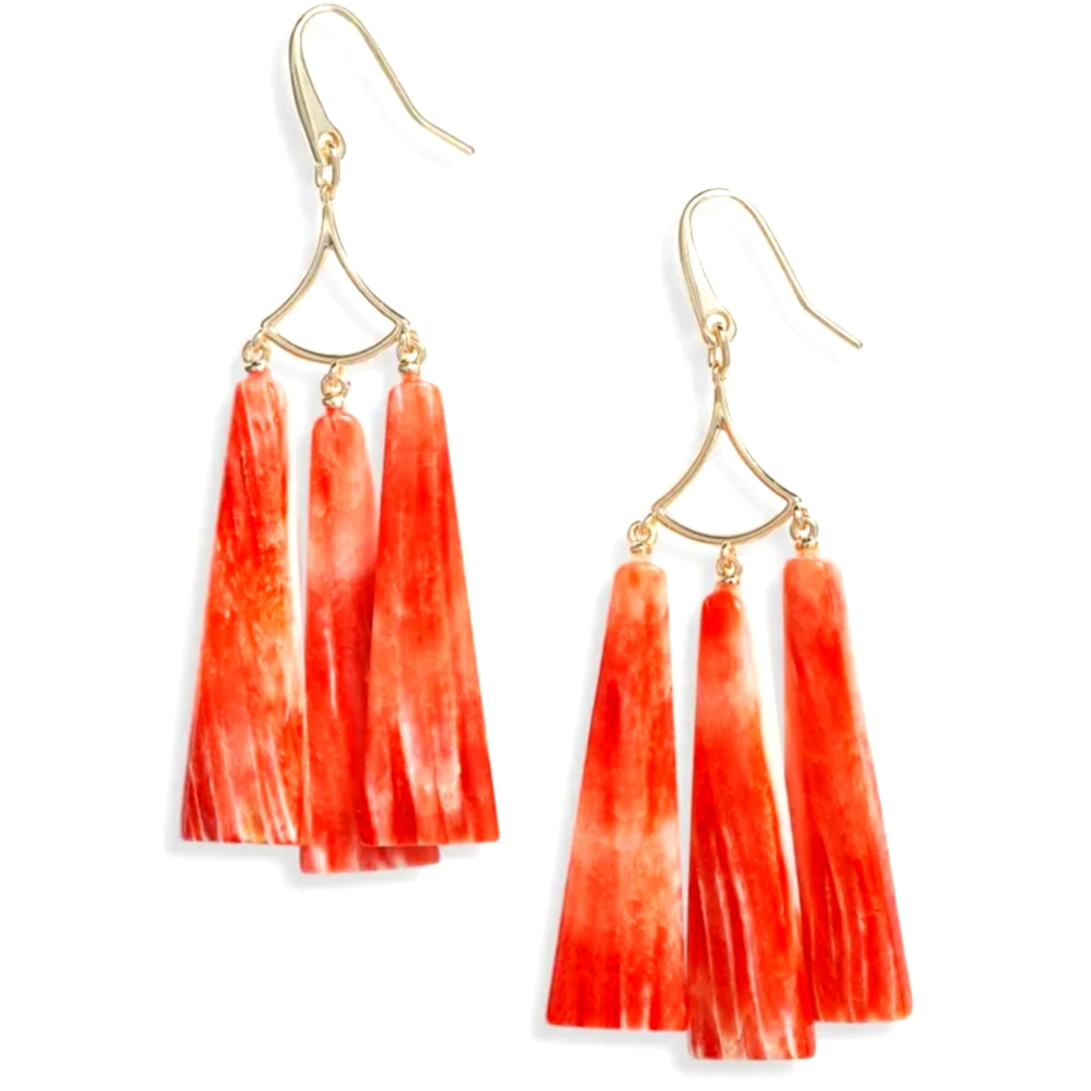 Kendra Scott Red Oyster Shell Layton Statement Earrings - Picture 6 of 11